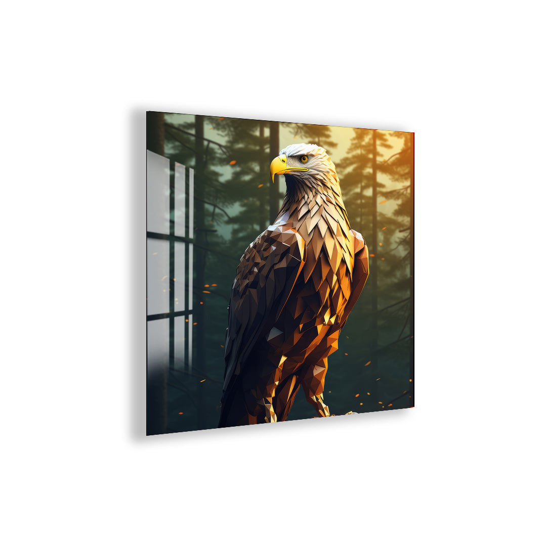 3D polygonal eagle design glass wall decor