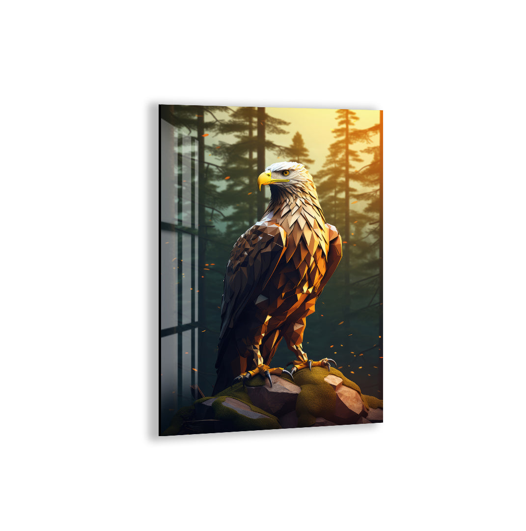 Modern geometric eagle glass wall art