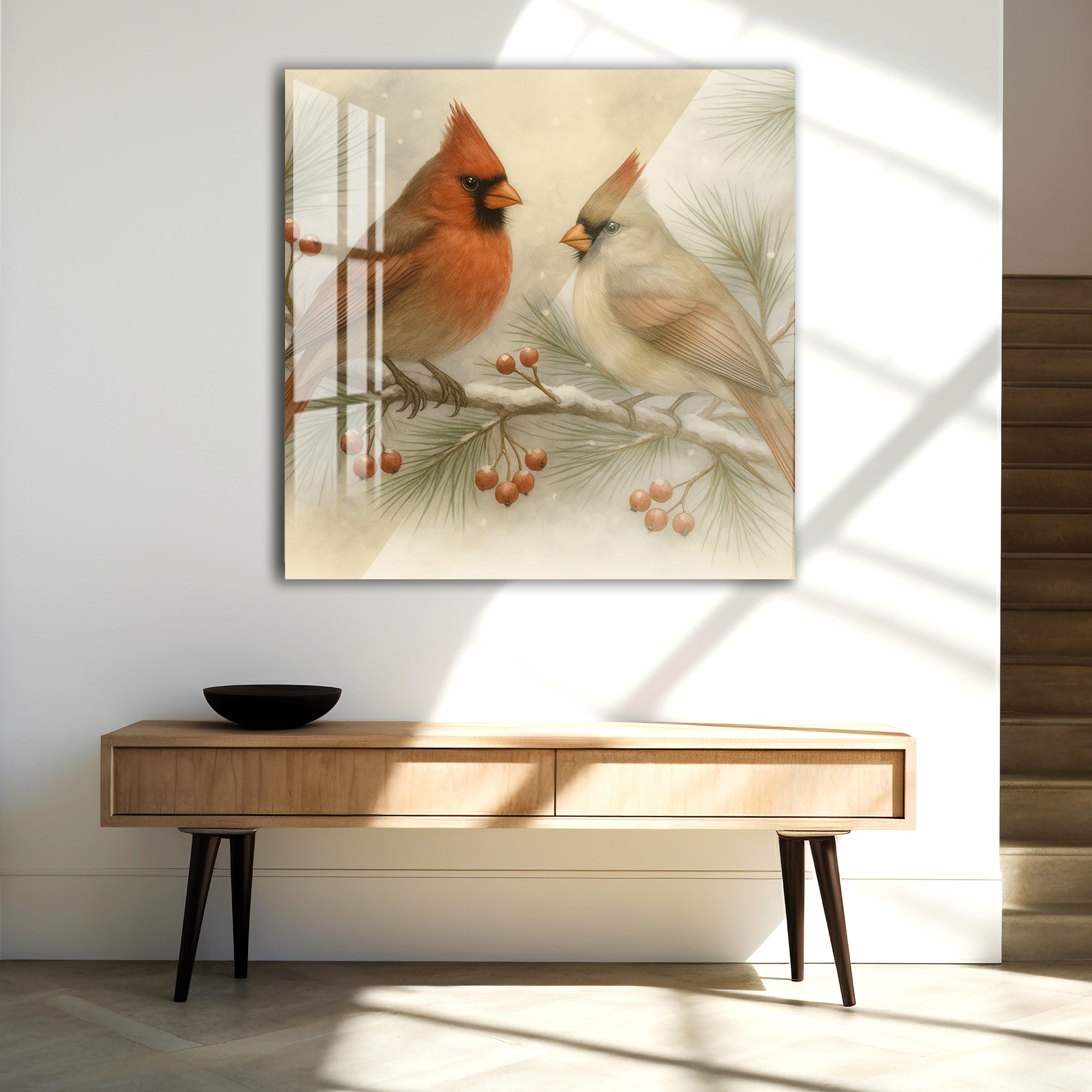 Cardinal couple adding warmth and beauty to interiors.