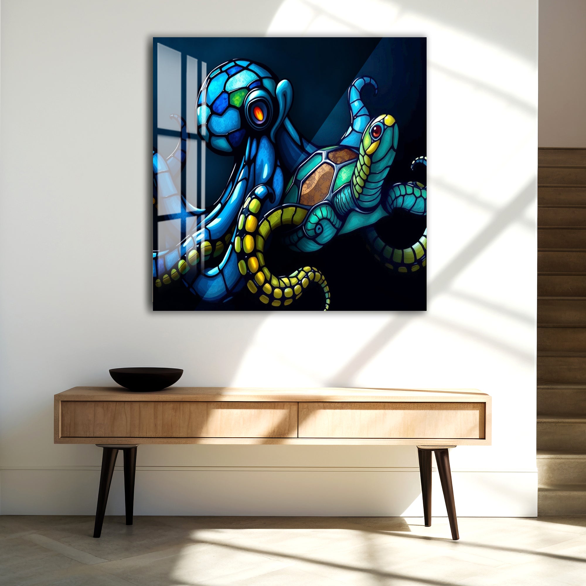 Colorful marine-inspired wall art showcasing ocean life in vibrant detail.