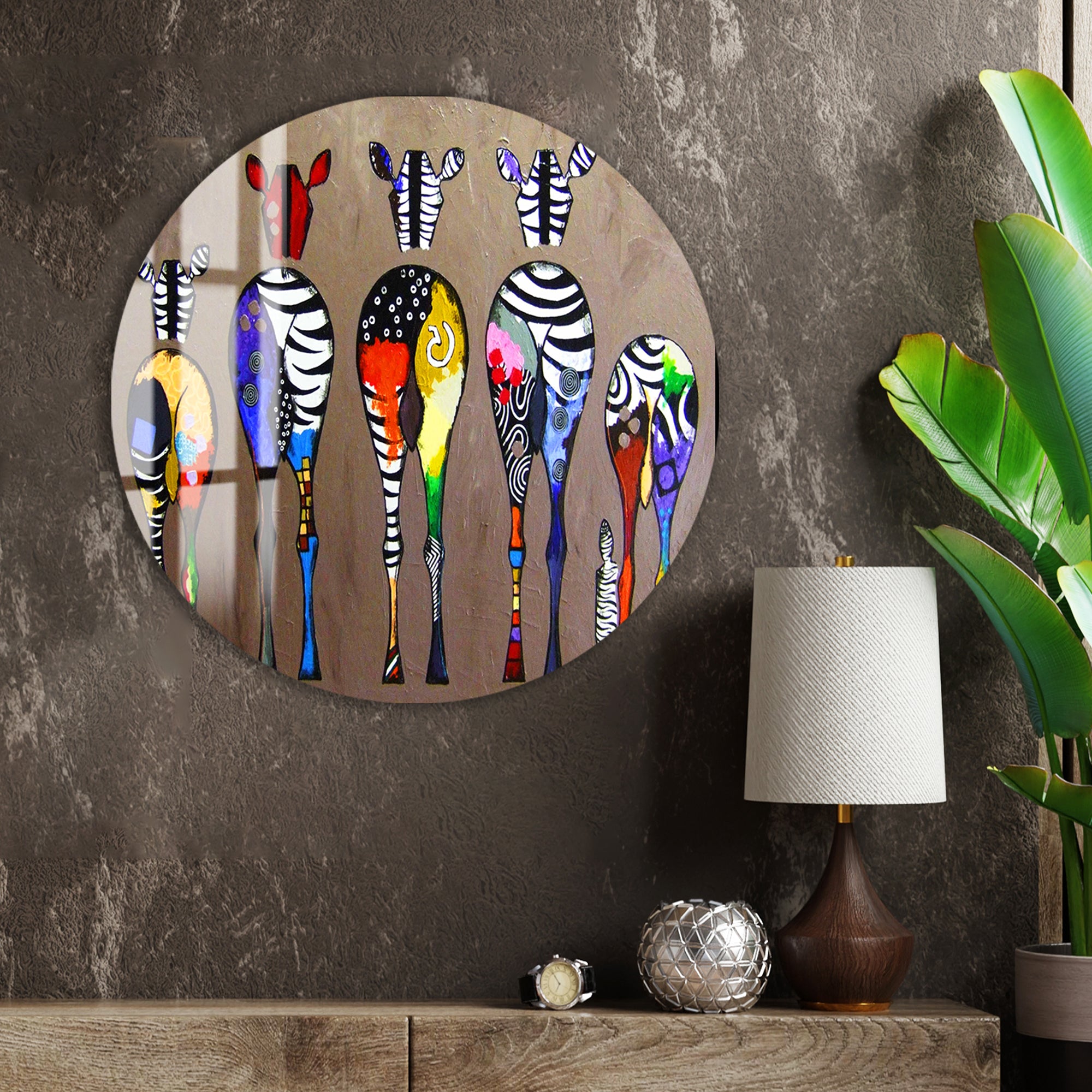 Contemporary wildlife glass art perfect for stylish interiors.