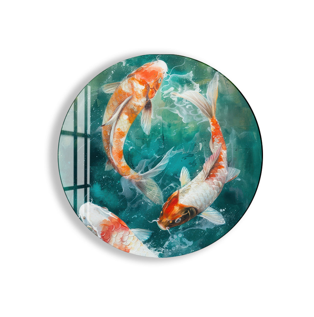 Elegant koi artwork blending tradition and modern wall design.