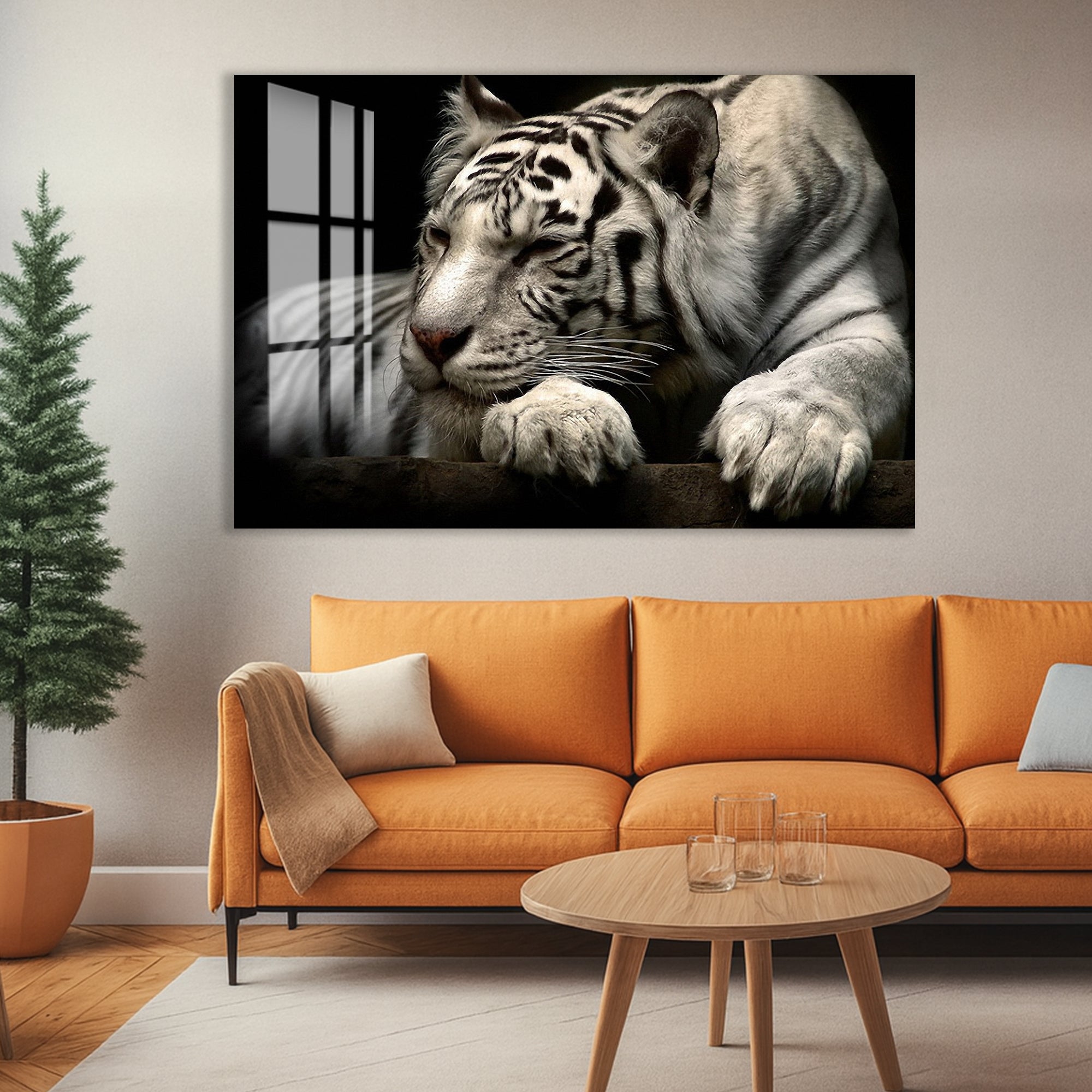 Majestic wildlife design showcasing the rare beauty of the white tiger.
