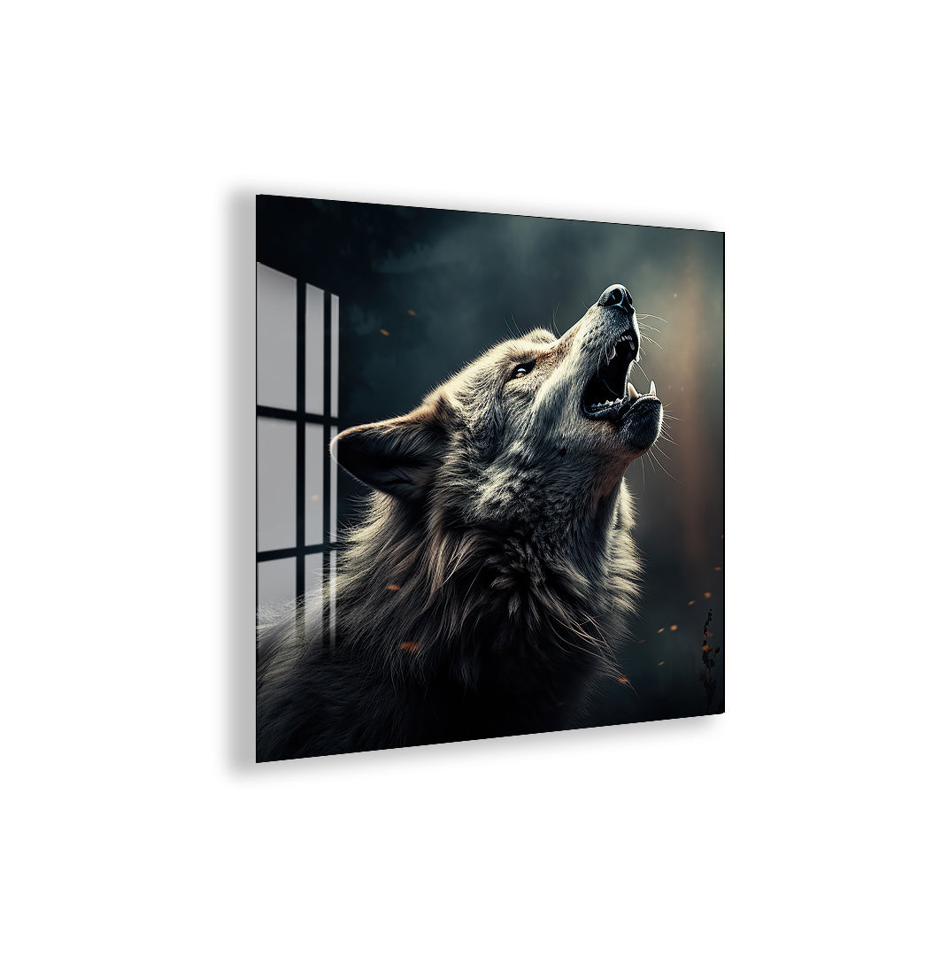 Nature inspired wolf wall hanging with howling wolf