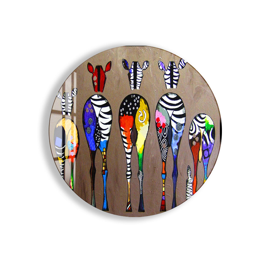 Unique zebra design combining bold colors and patterns.
