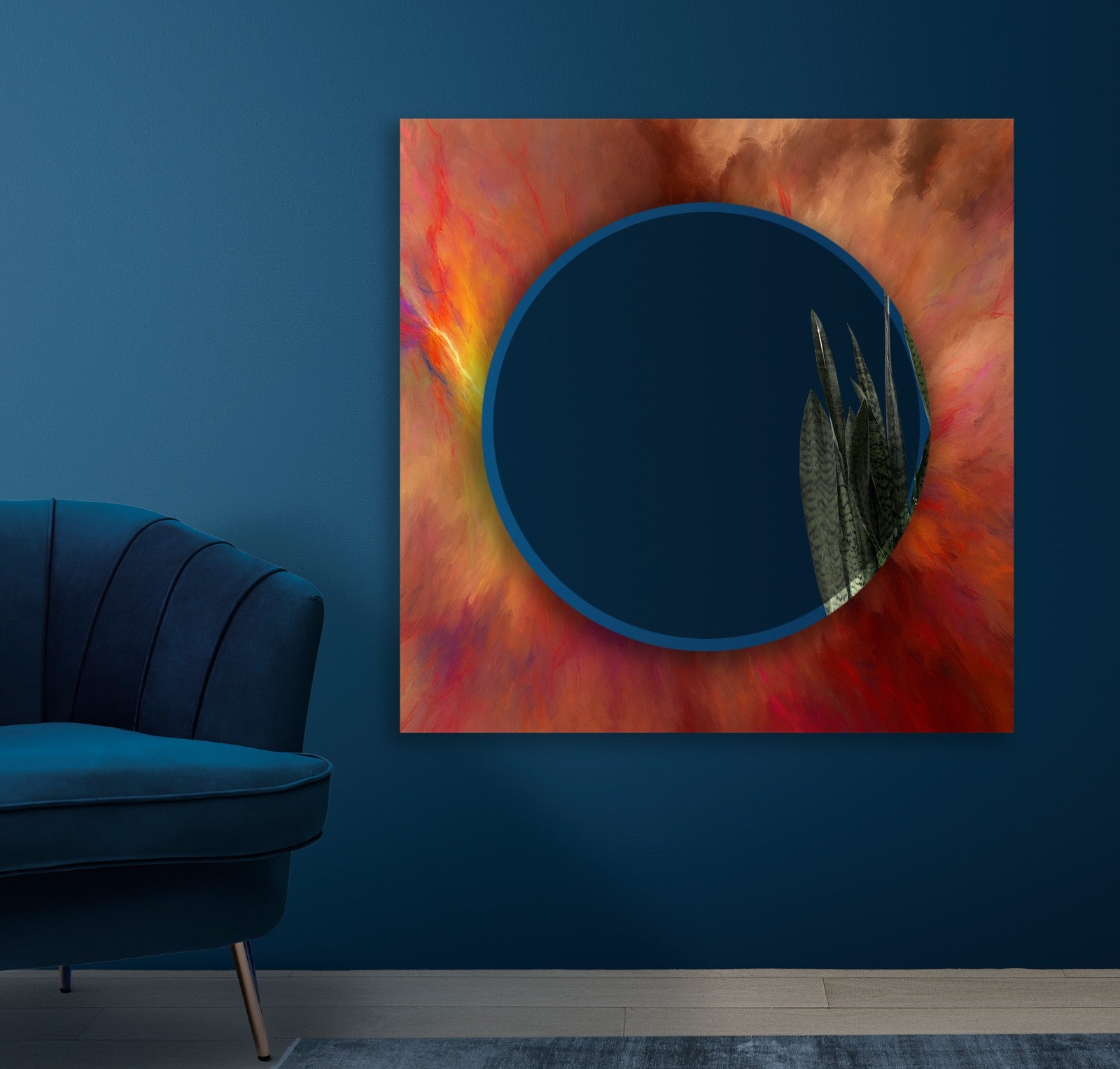 Red Bronze Tempered Glass Mirror – Modern Rectangular UV Printed Wall Art