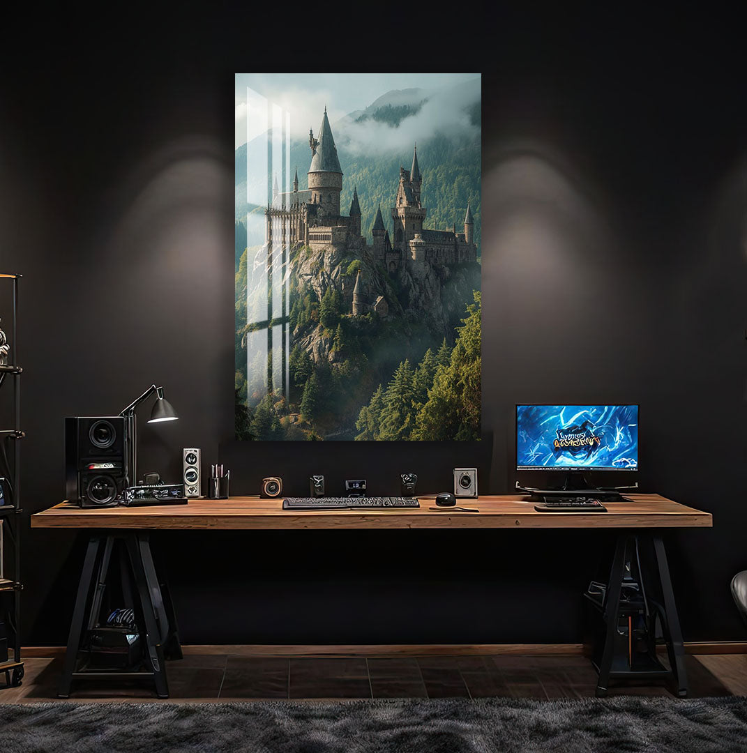 Harry Potter Hogwarts Castle Glass Wall Art – Fantasy Movie Home Decor