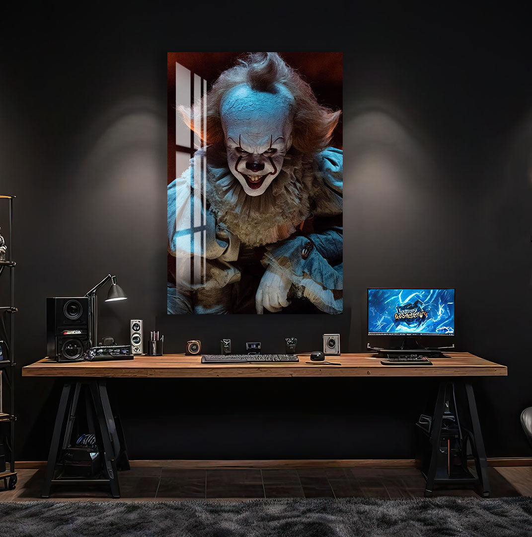 Pennywise IT Glass Wall Art – Horror Movie Home Decor