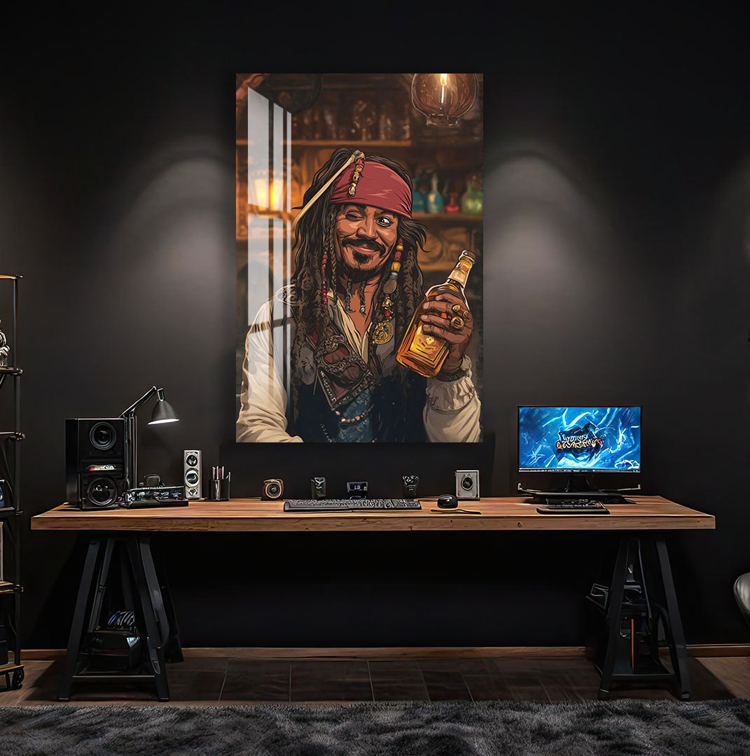 Pirates of the Caribbean Jack Sparrow Glass Wall Art – Movie Home Decor