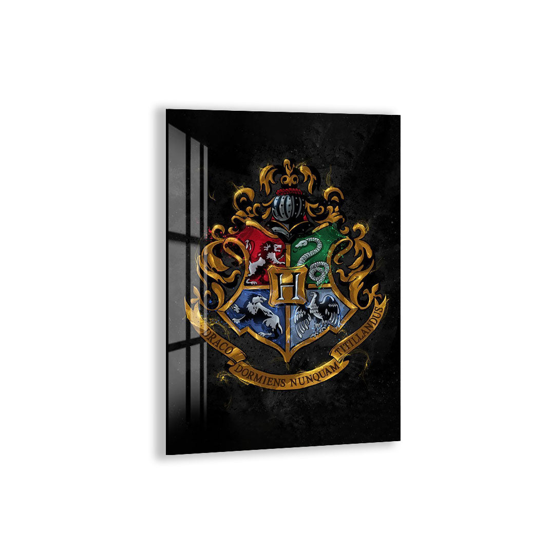 Harry Potter Hogwarts Crest Glass Wall Art – Fantasy Movie Home Decor