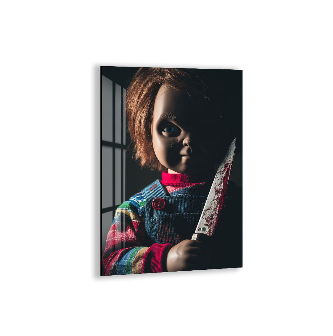 Chucky Horror Movie Glass Wall Art – Killer Doll Home Decor