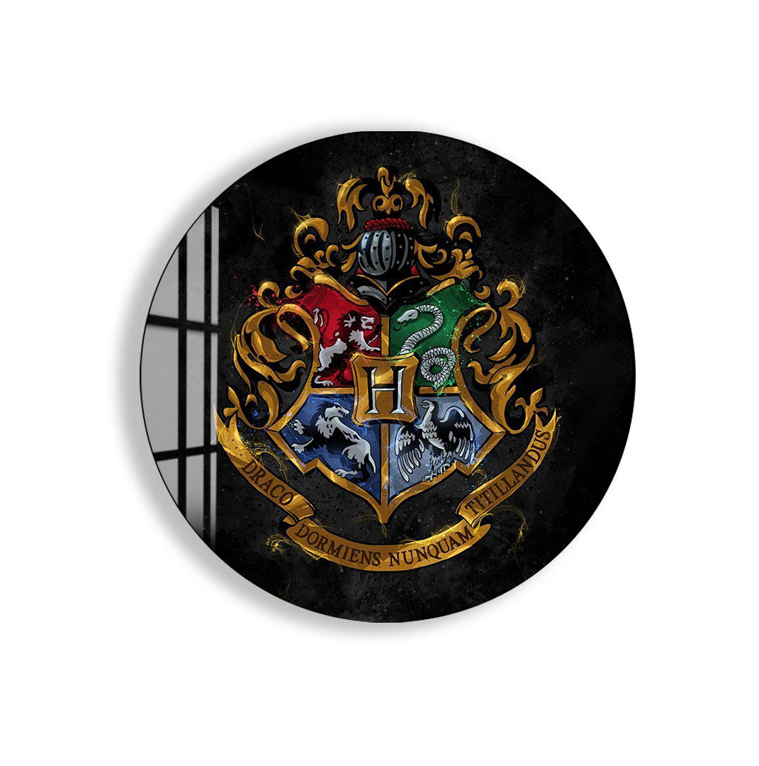 Harry Potter Hogwarts Crest Glass Wall Art – Fantasy Movie Home Decor