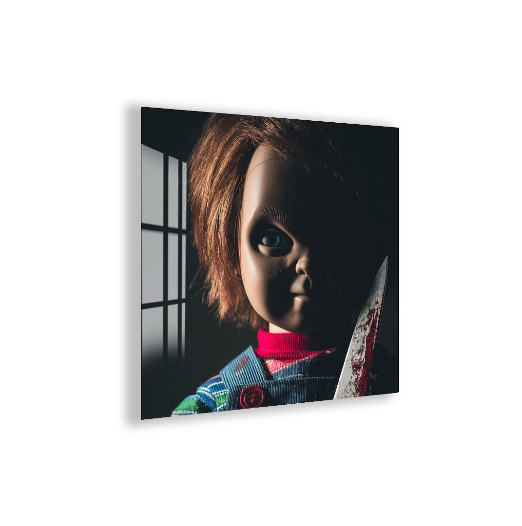 Chucky Horror Movie Glass Wall Art – Killer Doll Home Decor