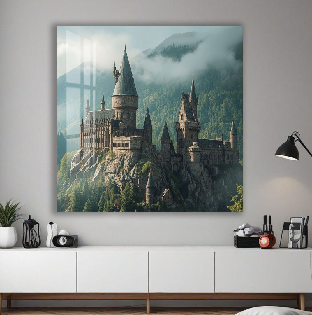 Harry Potter Hogwarts Castle Glass Wall Art – Fantasy Movie Home Decor