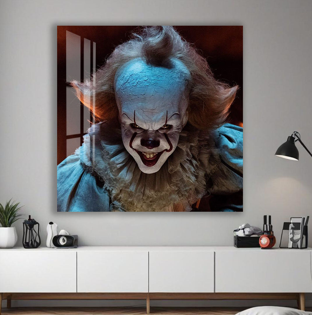 Pennywise IT Glass Wall Art – Horror Movie Home Decor