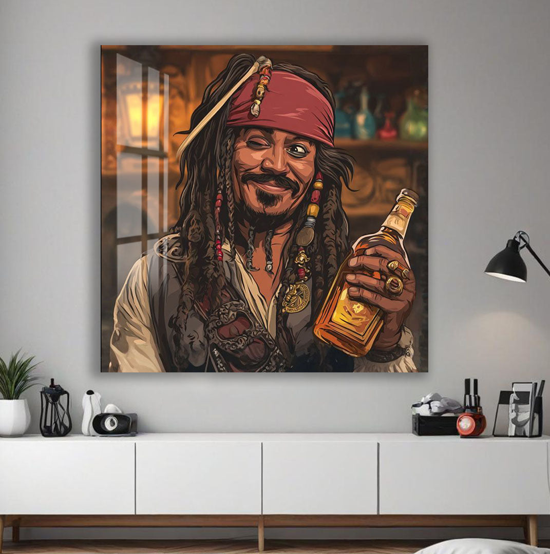 Pirates of the Caribbean Jack Sparrow Glass Wall Art – Movie Home Decor