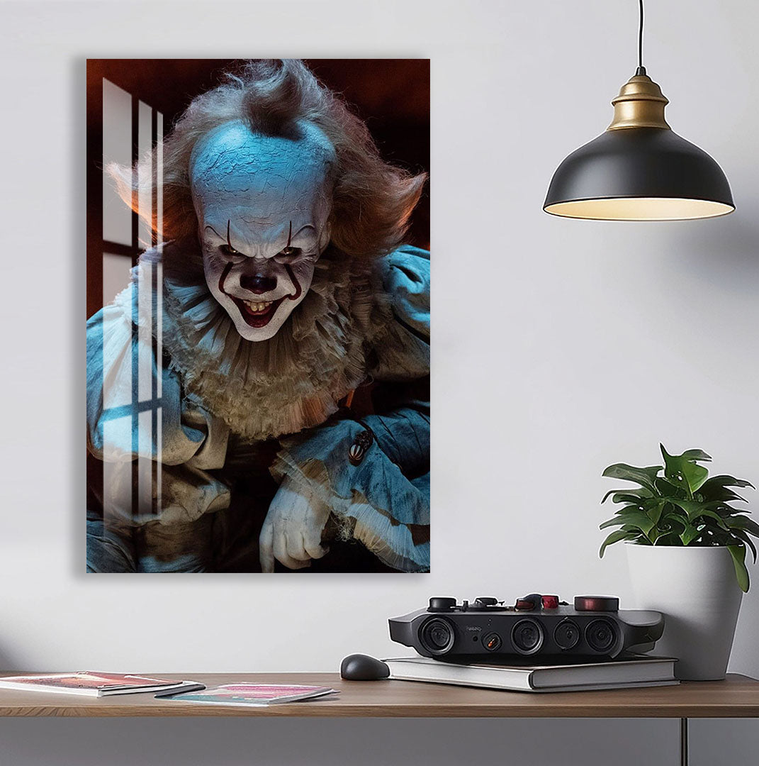 Pennywise IT Glass Wall Art – Horror Movie Home Decor