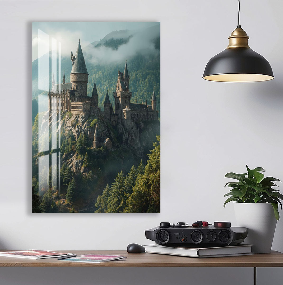 Harry Potter Hogwarts Castle Glass Wall Art – Fantasy Movie Home Decor