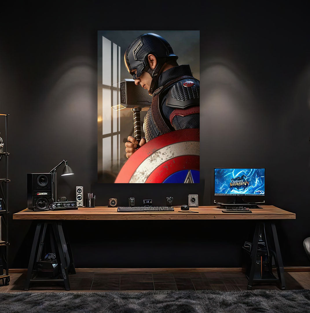 Captain America Glass Wall Art – Superhero Marvel Home Decor