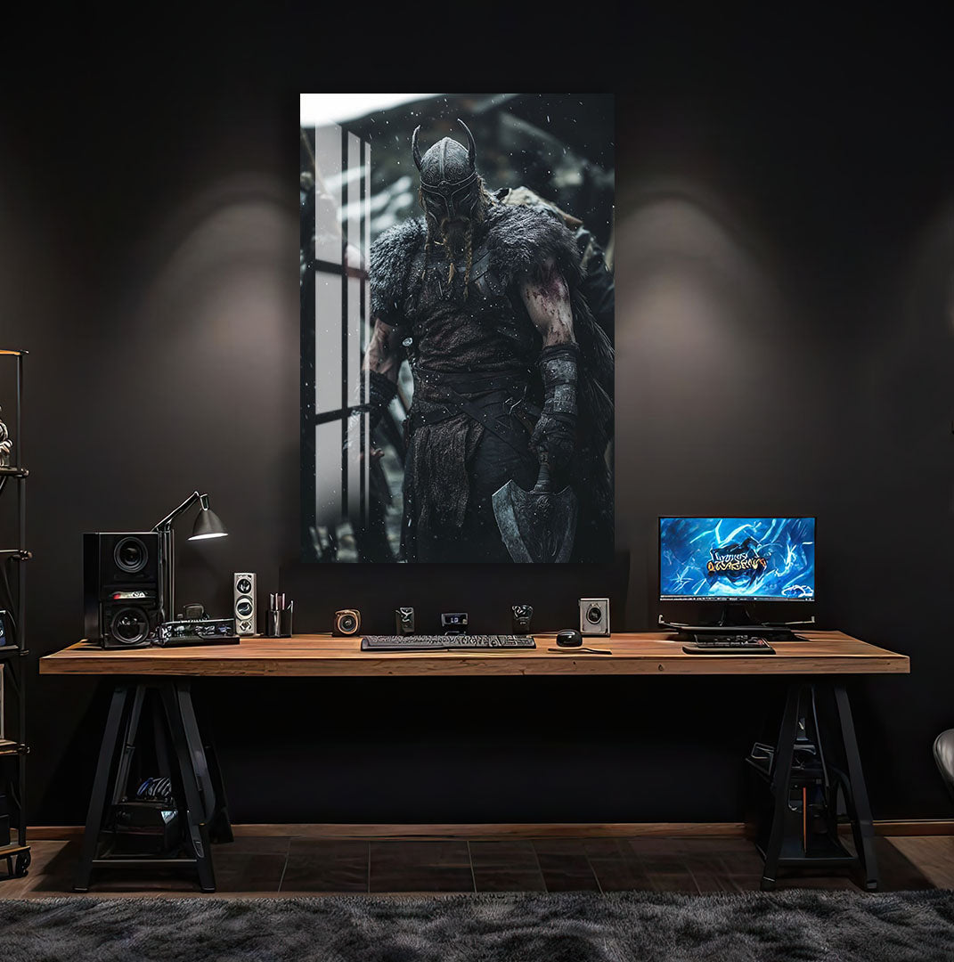 Viking Warrior Glass Wall Art – Norse Mythology Movie Inspired Home Decor