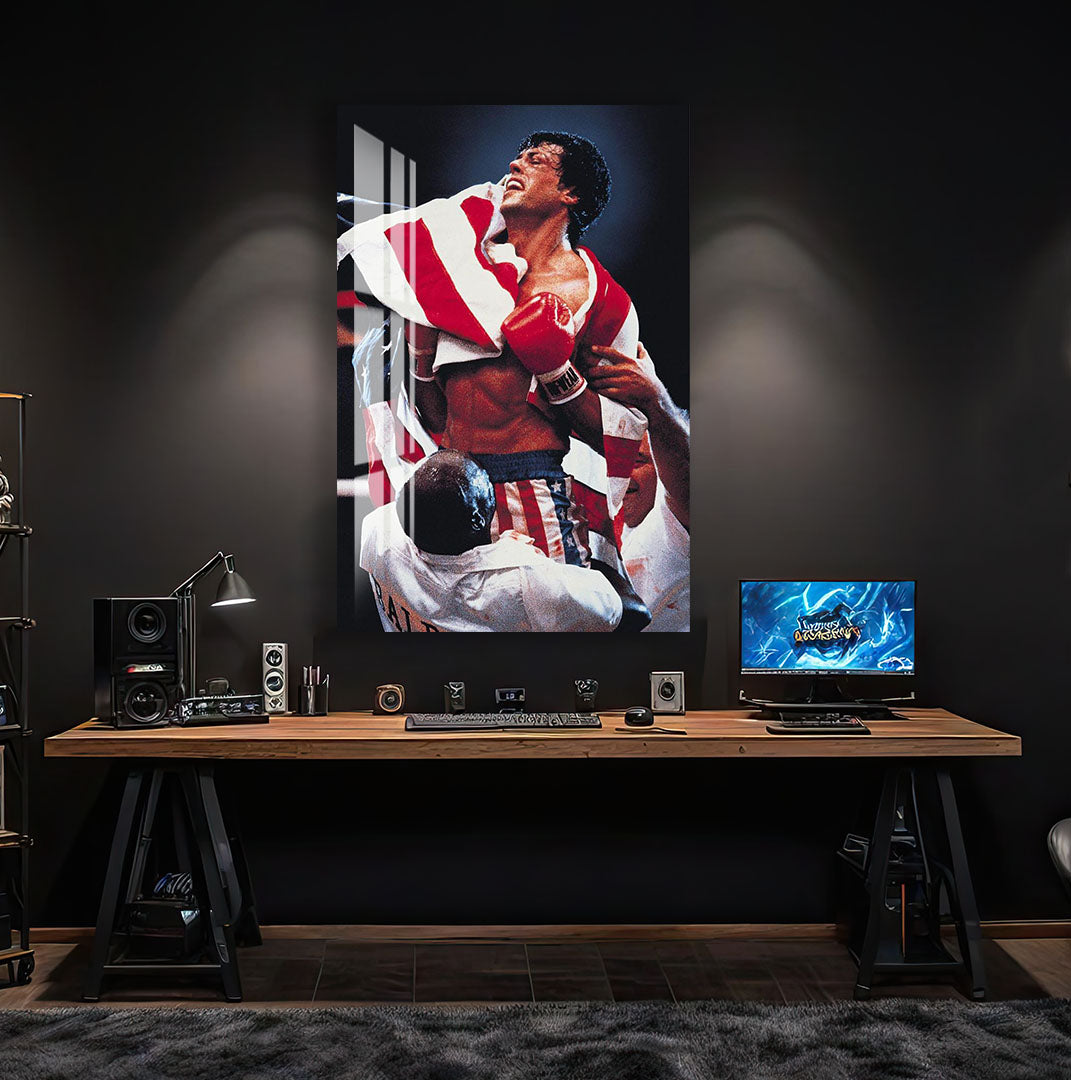 Rocky Balboa Glass Wall Art – Iconic Boxing Legend Sports Decor