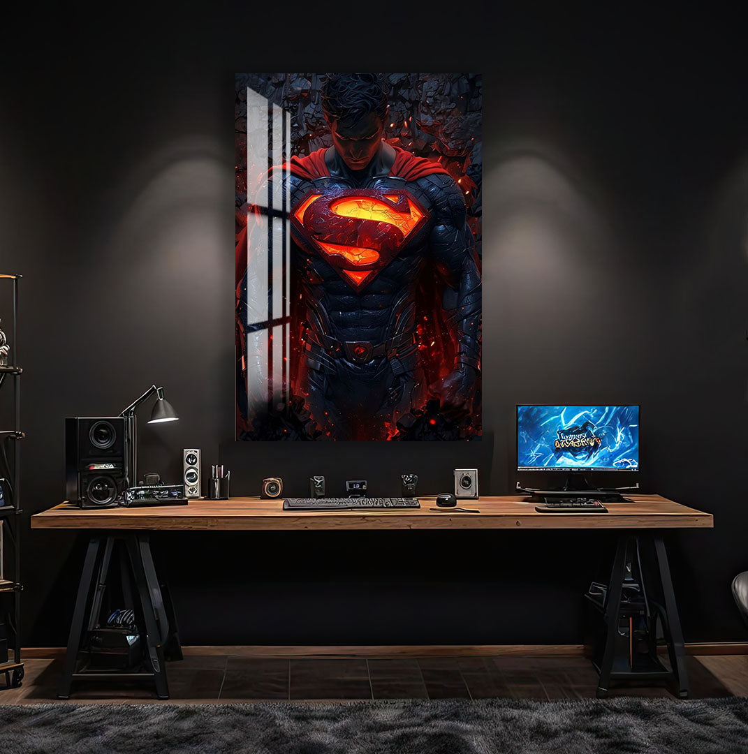 Superman Glass Wall Art – DC Superhero Home Decor