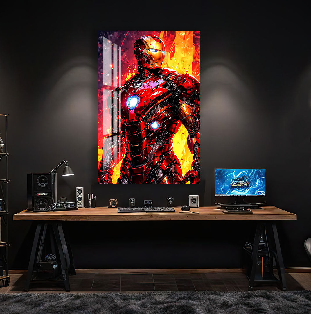 Iron Man Glass Wall Art – Marvel Superhero Home Decor