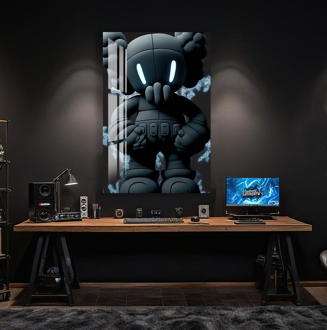 Cool Designer Toy Glass Wall Art – Modern Urban Character Decor