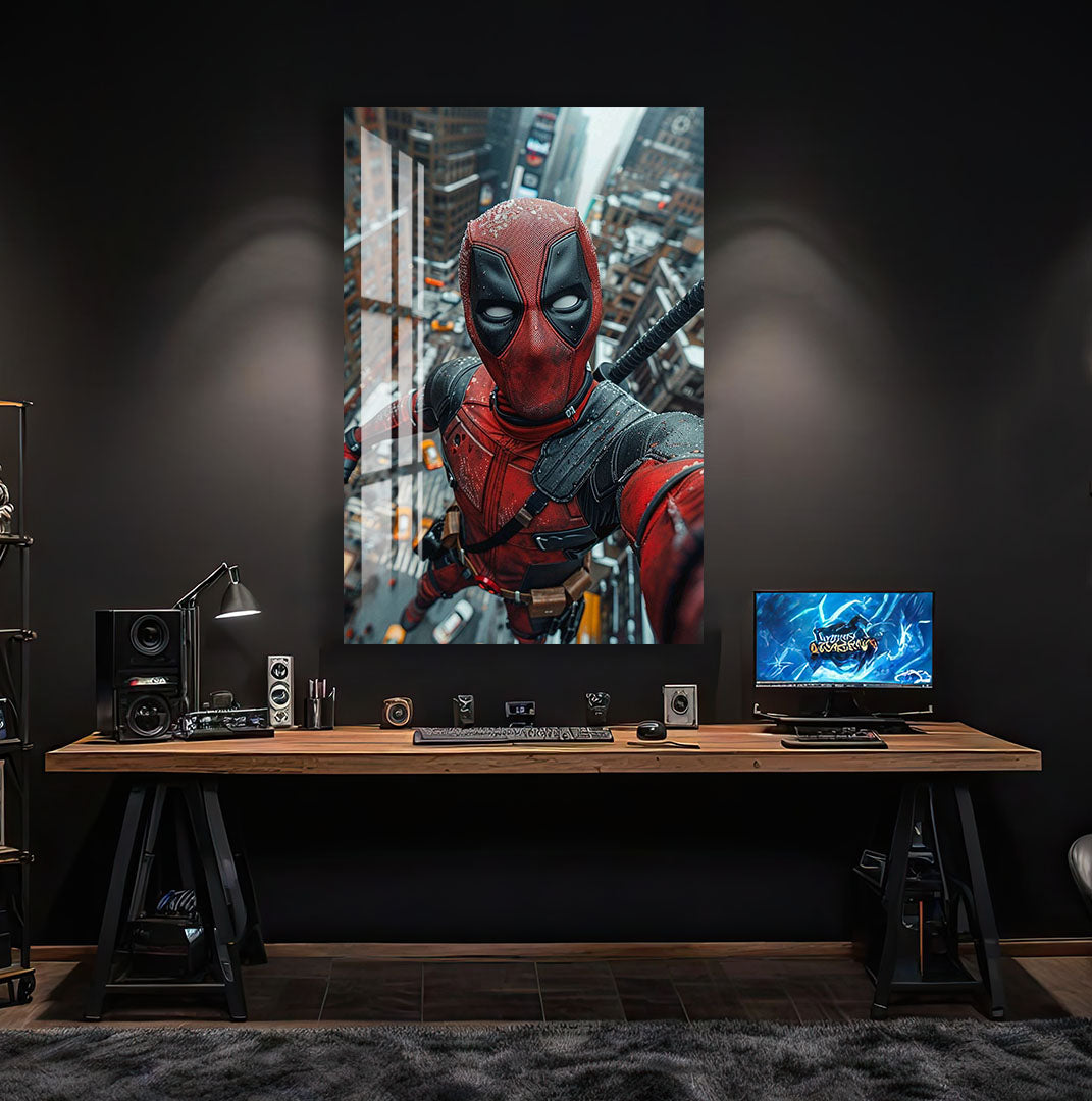 Deadpool Glass Wall Art – Marvel Superhero Home Decor