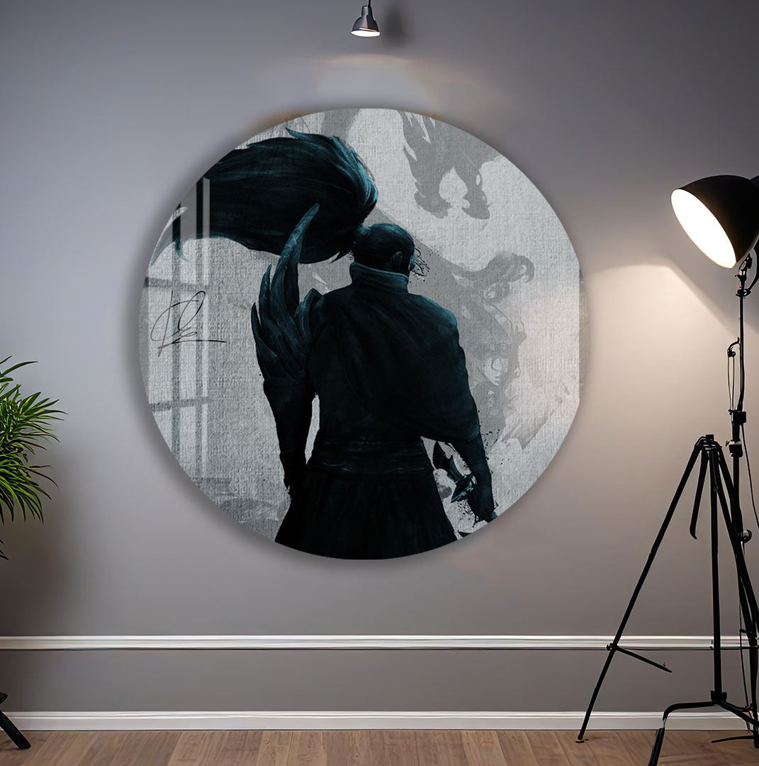 Yasuo Dragon Glass Wall Art – Epic League of Legends Gaming Poster for Modern Interiors