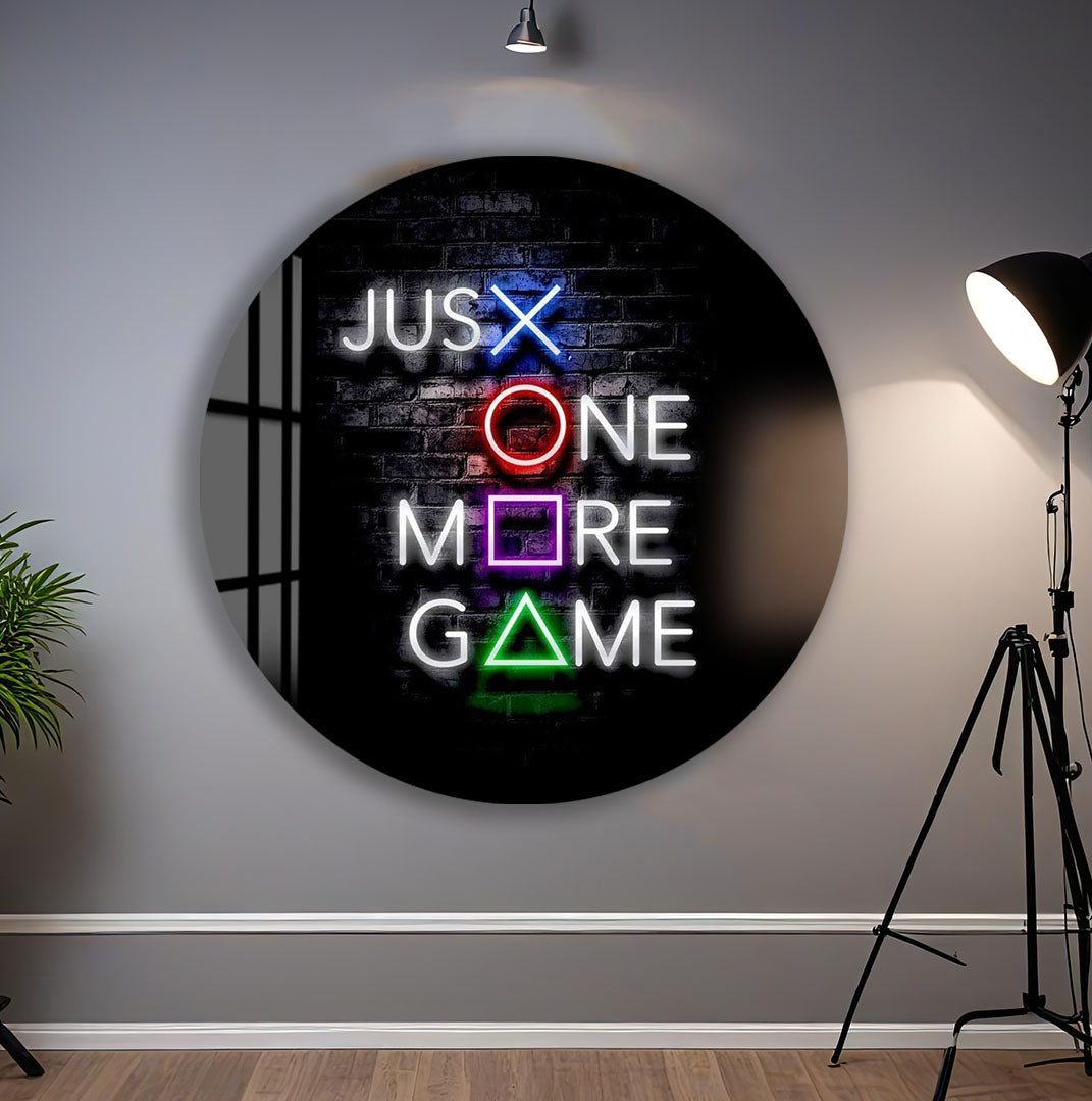 Just One More Game Neon Glass Wall Art – Gamer Room LED Style Decor
