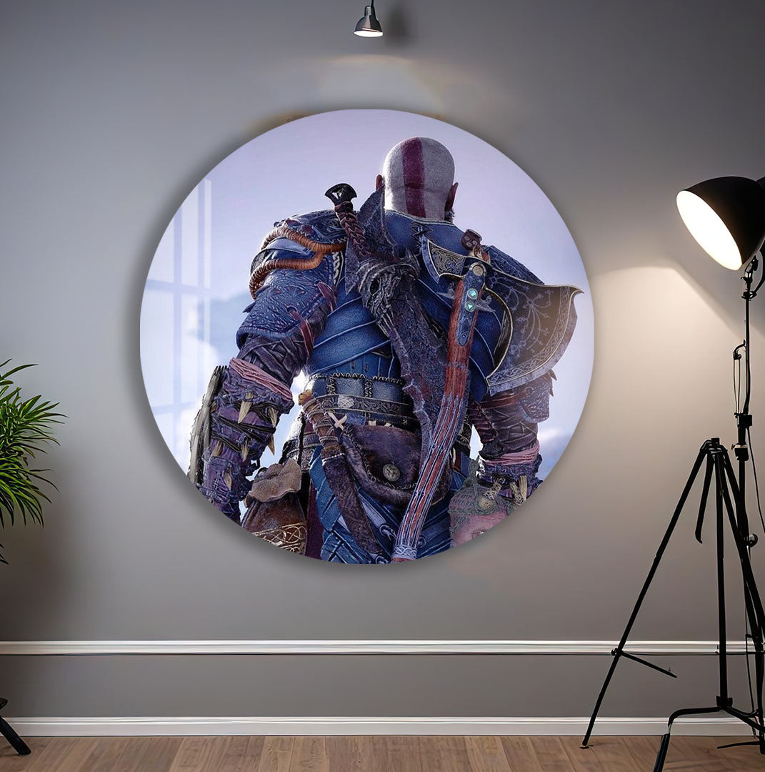 God of War Kratos Glass Wall Art โ Epic Gaming Decor for Modern Interiors