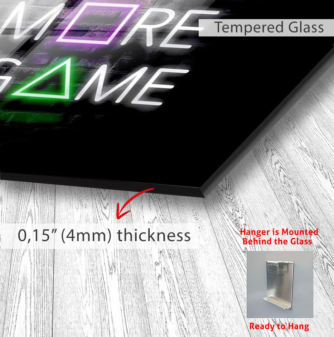 Just One More Game Neon Glass Wall Art – Gamer Room LED Style Decor