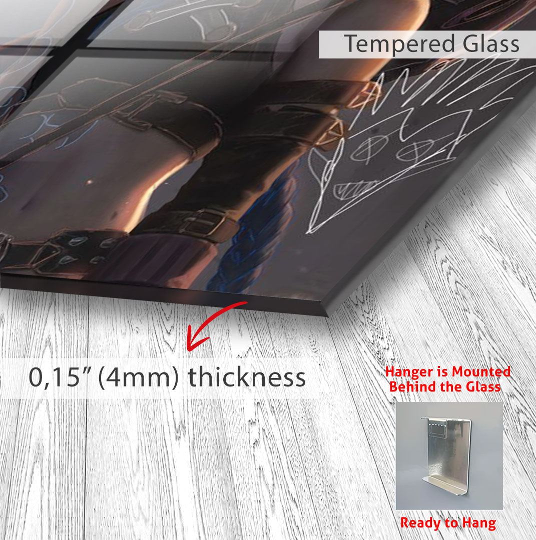 Jinx Arcane Glass Wall Art – League of Legends Gaming Poster for Gamers