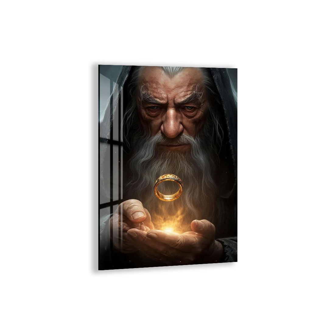 Lord of the Rings Glass Wall Art – Gandalf with The One Ring Fantasy Poster