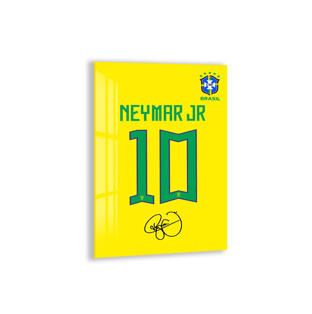 Neymar Jr Glass Wall Art – Iconic Number 10 Brazil Jersey Sports Decor