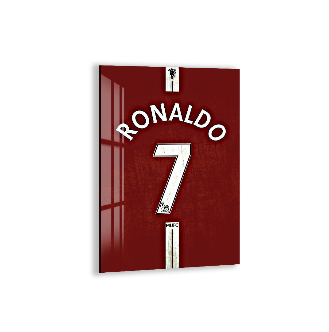 Cristiano Ronaldo Glass Wall Art – Iconic Number 7 Jersey Sports Decor