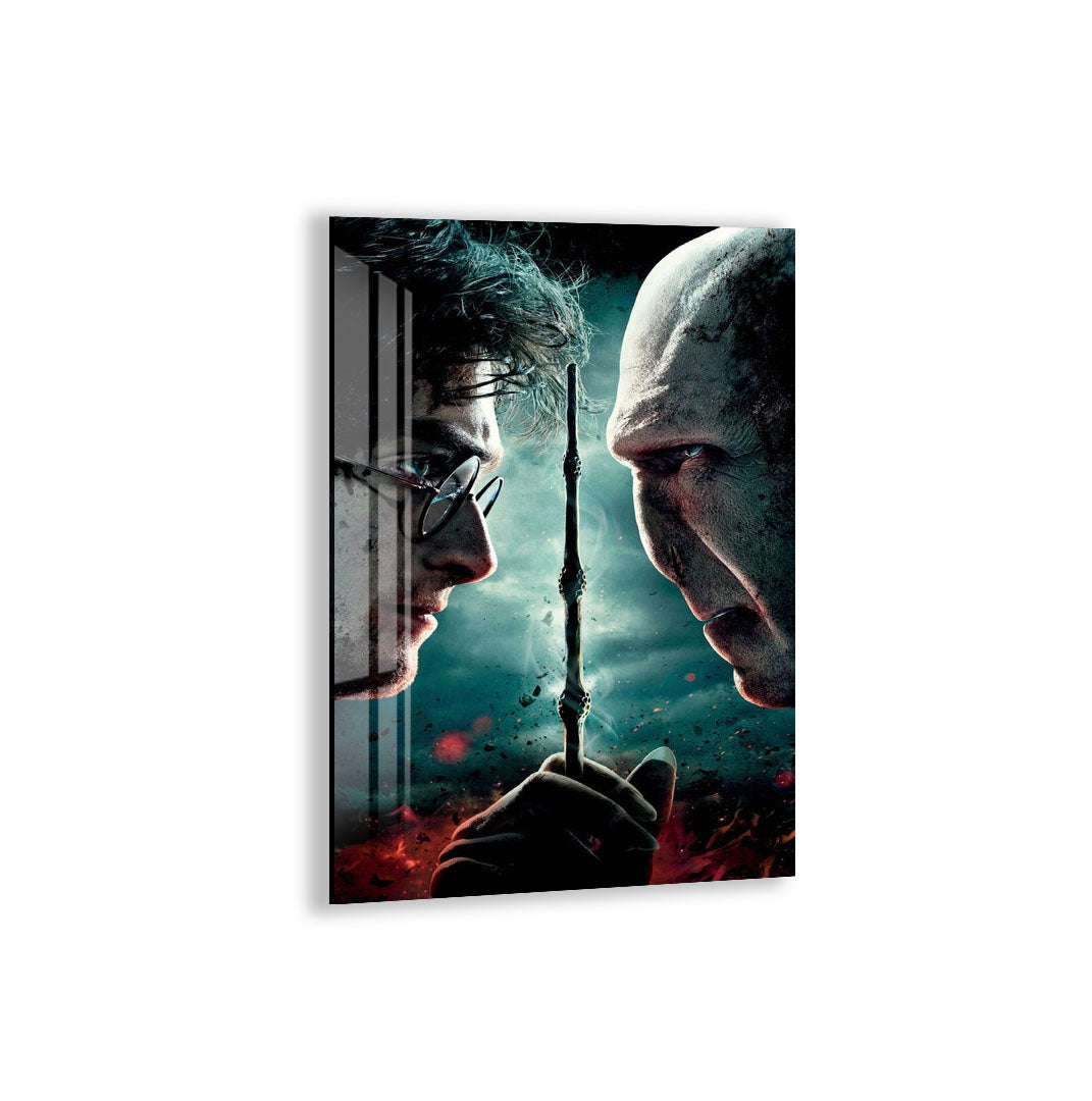 Harry Potter vs Voldemort Glass Wall Art – Deathly Hallows Movie Poster Decor