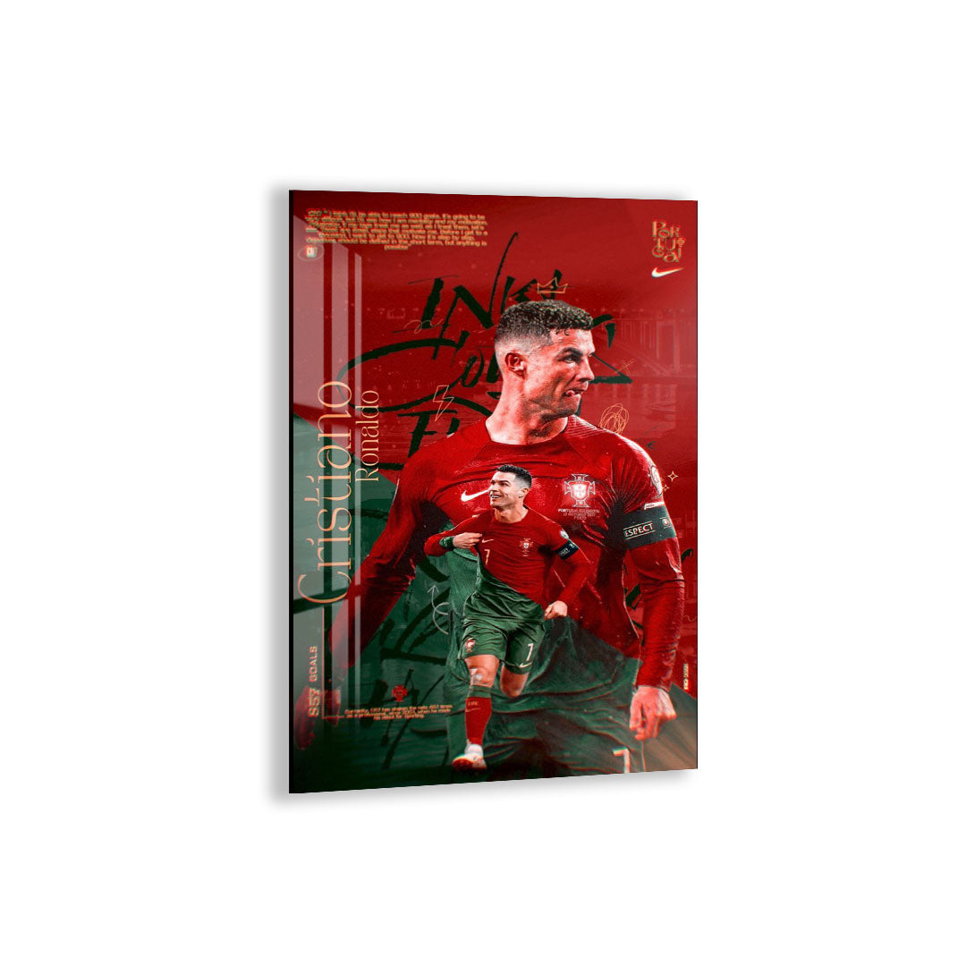 Cristiano Ronaldo Glass Wall Art – Football Legend Sports Decor for Modern Interiors