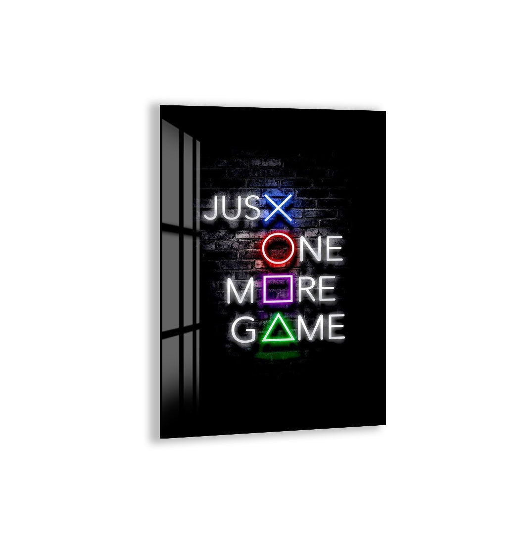 Just One More Game Neon Glass Wall Art – Gamer Room LED Style Decor