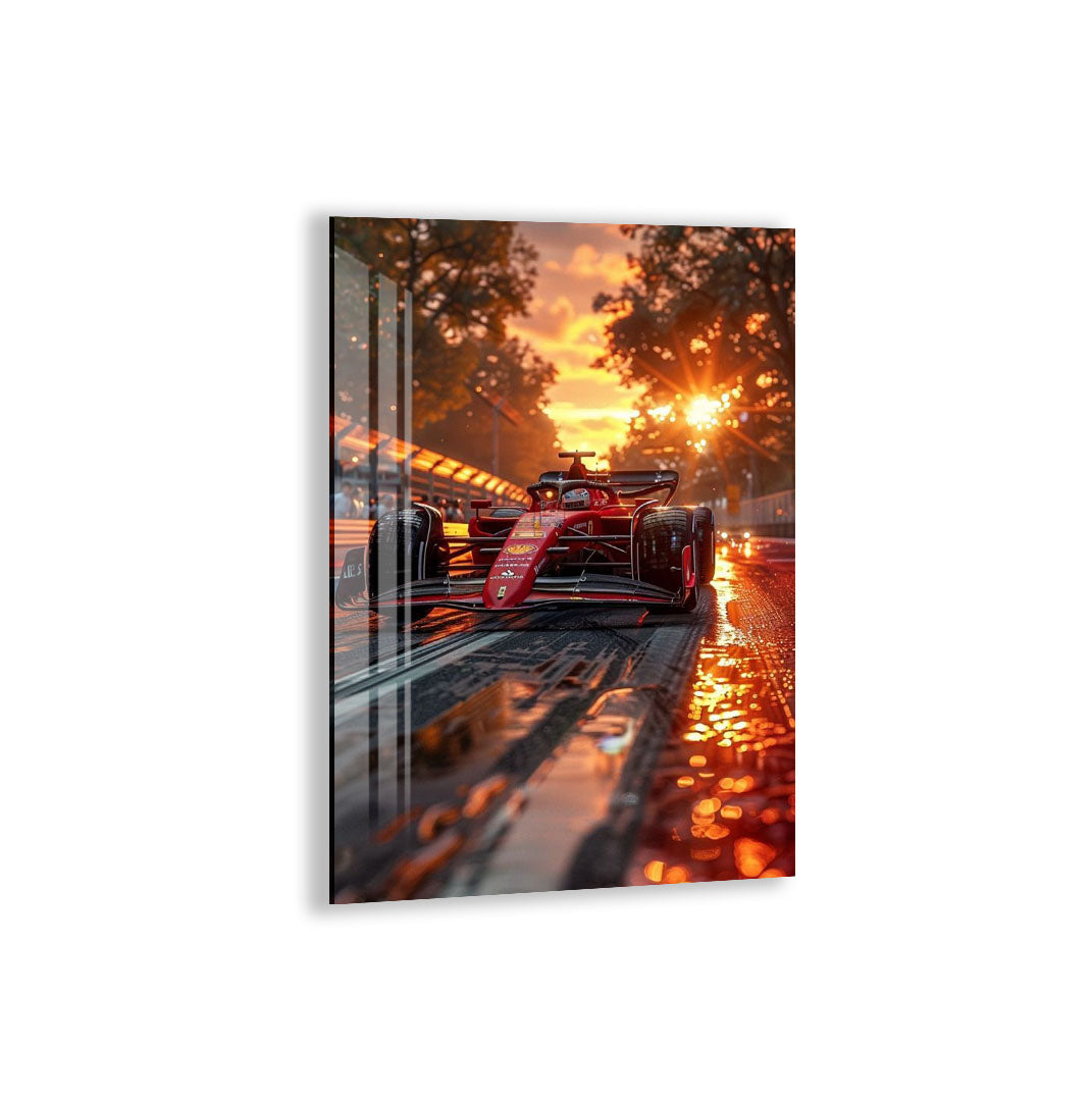 Formula 1 Glass Wall Art – Ferrari Car Decor for Modern Interiors