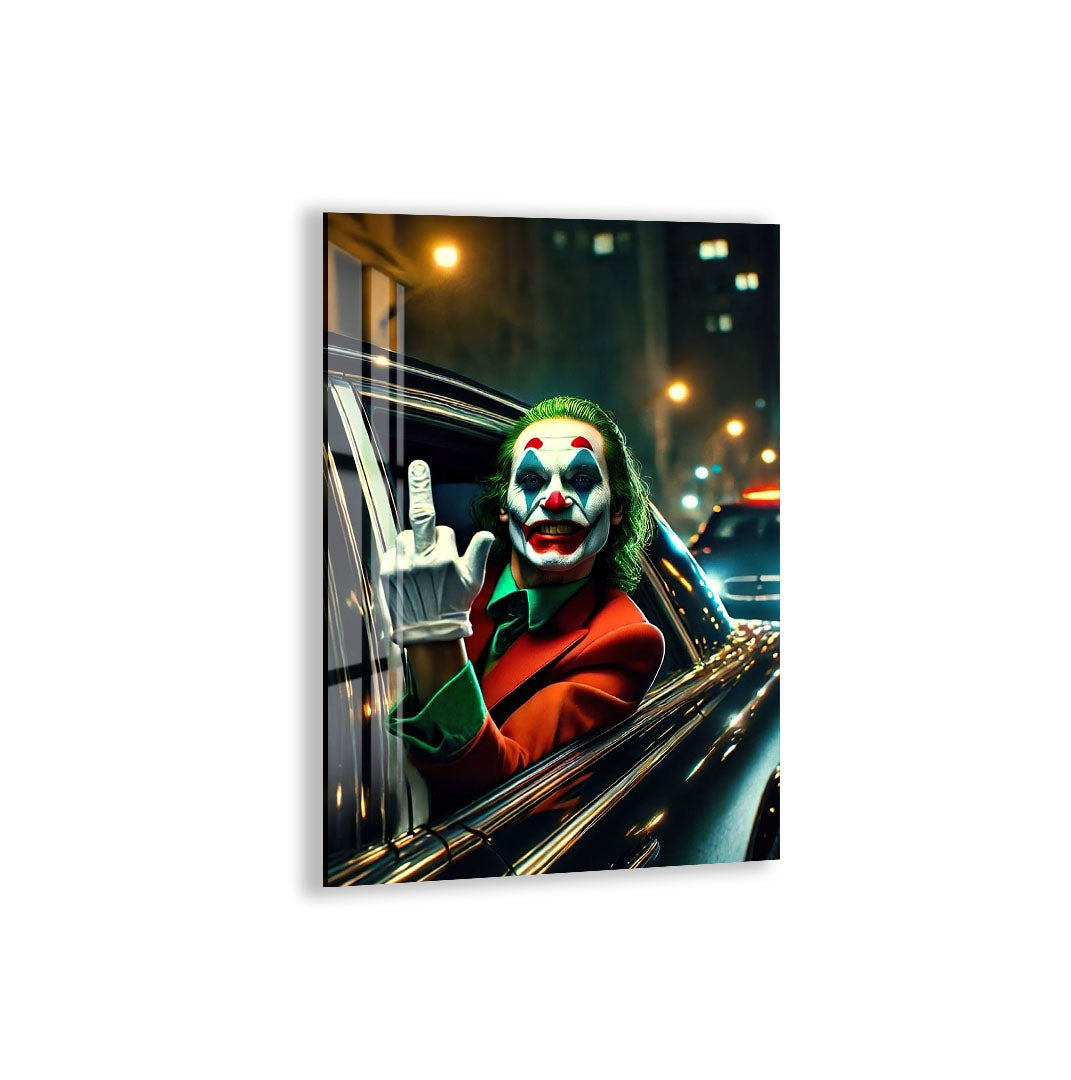 Joker Car Scene Glass Wall Art – DC Supervillain Home Decor
