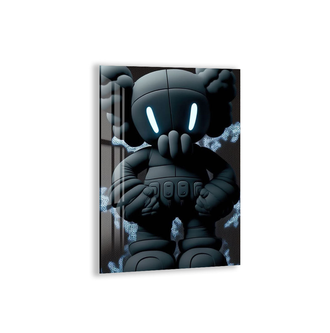 Cool Designer Toy Glass Wall Art – Modern Urban Character Decor