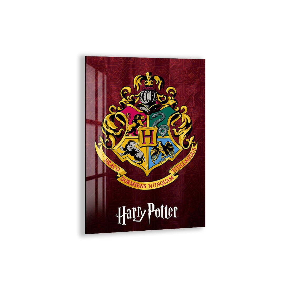 Harry Potter Hogwarts Crest Glass Wall Art – Fantasy Movie Home Decor