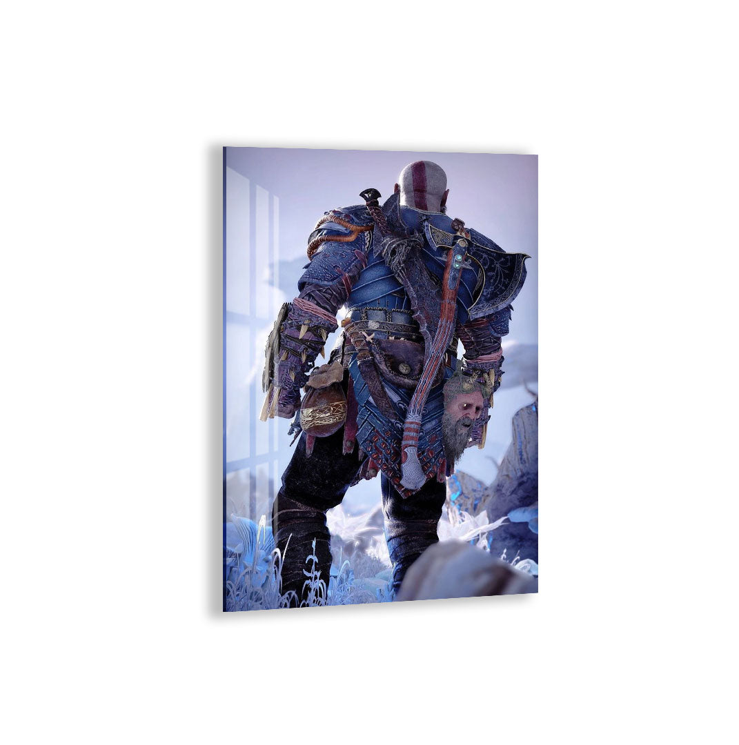 God of War Kratos Glass Wall Art – Epic Gaming Decor for Modern Interiors