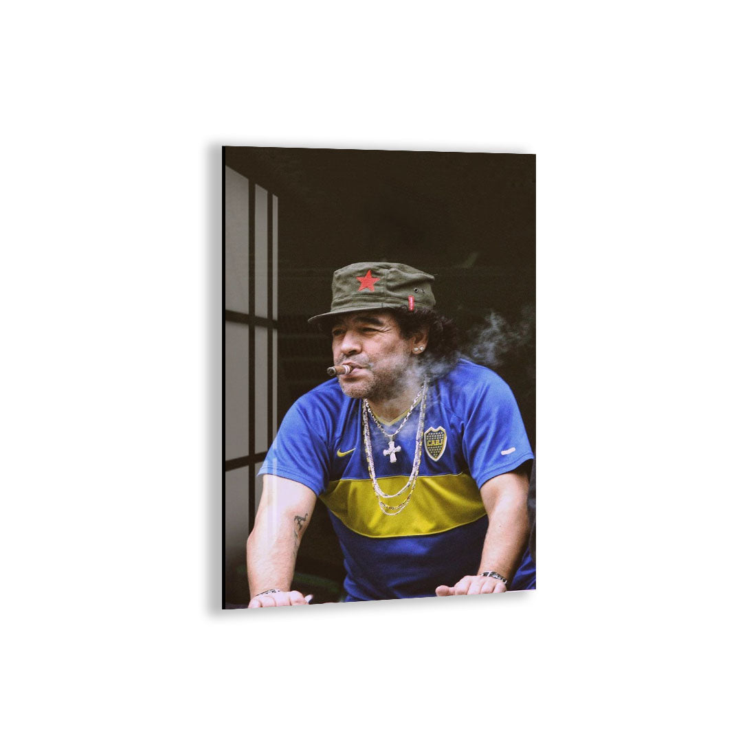 Diego Maradona Glass Wall Art – Boca Juniors Football Legend Decor