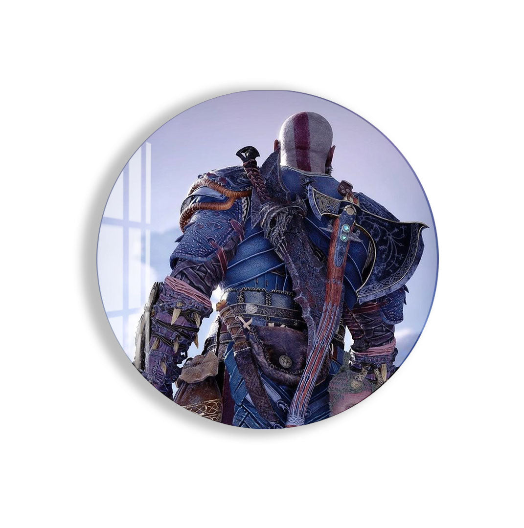 God of War Kratos Glass Wall Art โ Epic Gaming Decor for Modern Interiors