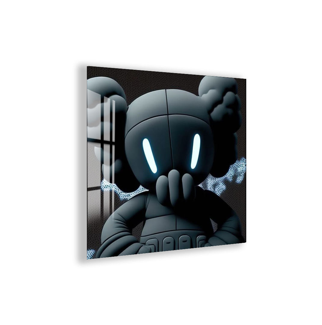 Cool Designer Toy Glass Wall Art – Modern Urban Character Decor