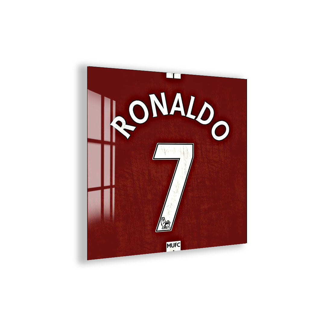 Cristiano Ronaldo Glass Wall Art – Iconic Number 7 Jersey Sports Decor