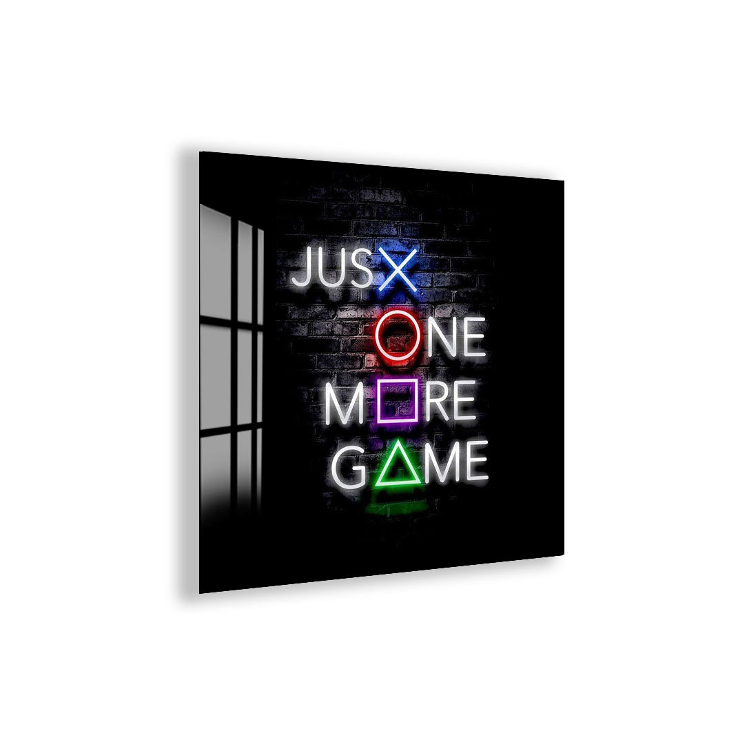 Just One More Game Neon Glass Wall Art – Gamer Room LED Style Decor